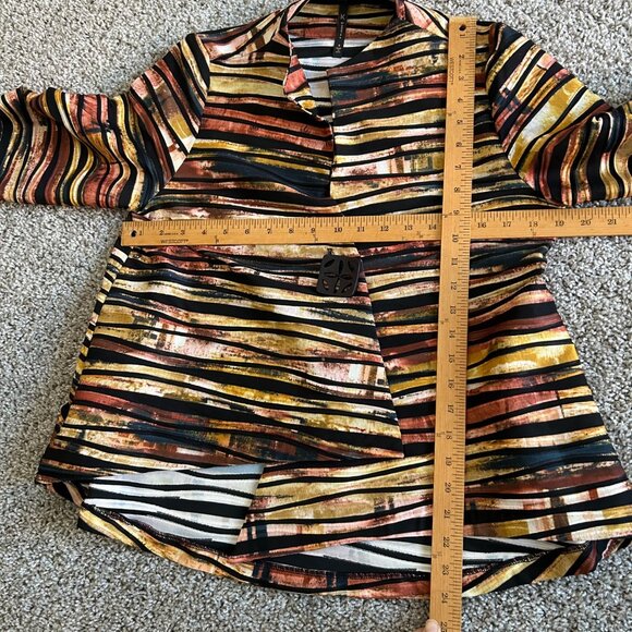 Ic By Connie K Womens Small Asymmetrical Striped Jacket Multicolor - Picture 9 of 10